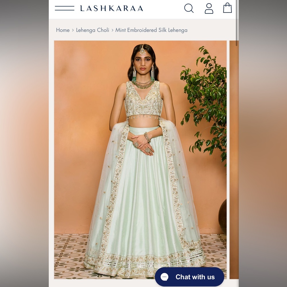 Mint Embroidered Silk Lehenga